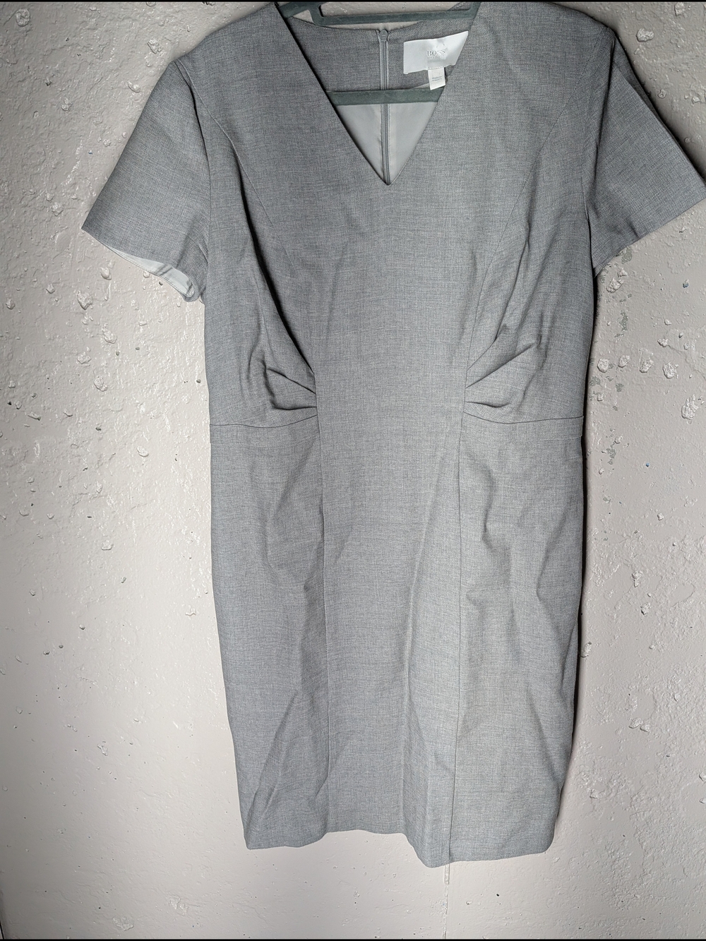 Hugo Boss Deshina 100% Virgin Wool Sheath Dress Gray Office Luxury - Picture 2 of 9